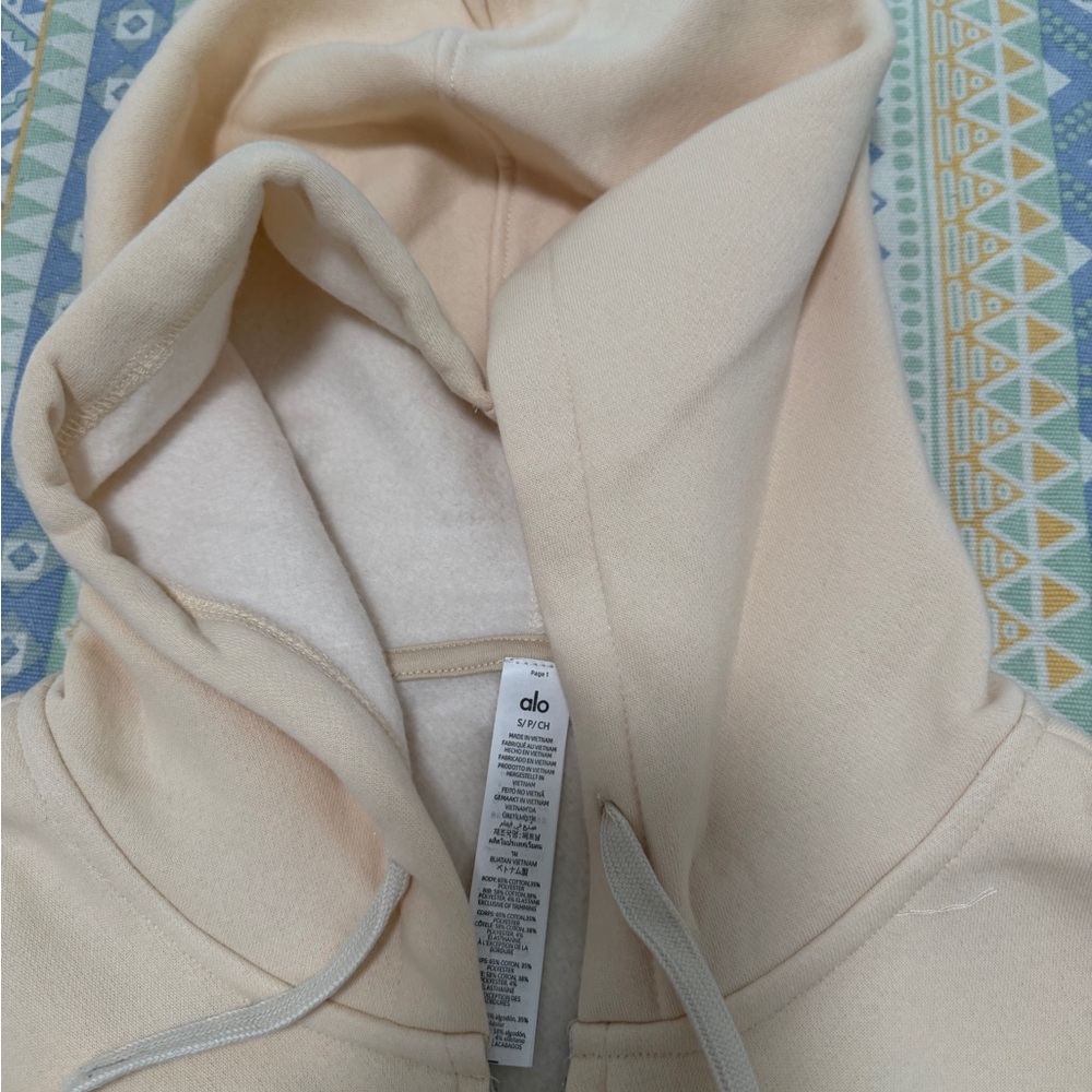 ALO Yoga Full Zip Hoodie And Sweatpant Set Oat Milk Size S - Picture 5 of 10